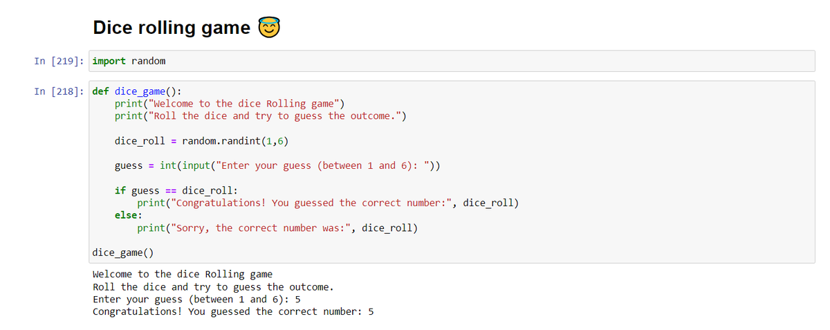 thejonathaan's tweet image. 1% everyday!

Day 12 of learning Python and I did a simple project 😪!
I created a simple Dice rolling game on Python using the if and else statements.

#PythonMay