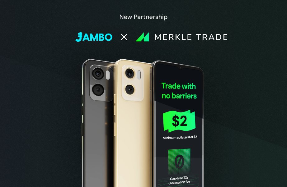 Excited to announce our partnership with @JamboTechnology 🔥

Jambo is the industry leader in Web3 mobile infra for emerging markets, and we are thrilled to showcase our gamified trading experience on their platform.

Trade up to 1,000x leverage with $2 collateral, no gas fees 🌲