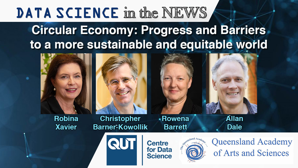 QUT Centre for Data Science (@qutdatascience) on Twitter photo Join us for our next #DataScience in the News webinar: Circular Economy: progress & barriers to a more sustainable & equitable world
๐Fri, 31 May
๐12pm AEST
๐events.humanitix.com/data-science-iโฆ
With <a href="/QUT/">QUT</a>'s <a href="/robinaxavierqut/">Professor Robina Xavier</a>, Christopher Barner-Kowollik & <a href="/ProfBarrett/">Rowena Barrett</a> & <a href="/jcu/">James Cook Uni</a>'s Allan Dale. Join us for our next #DataScience in the News webinar: Circular Economy: progress & barriers to a more sustainable & equitable world
๐Fri, 31 May
๐12pm AEST
๐events.humanitix.com/data-science-iโฆ
With <a href="/QUT/">QUT</a>'s <a href="/robinaxavierqut/">Professor Robina Xavier</a>, Christopher Barner-Kowollik & <a href="/ProfBarrett/">Rowena Barrett</a> & <a href="/jcu/">James Cook Uni</a>'s Allan Dale.