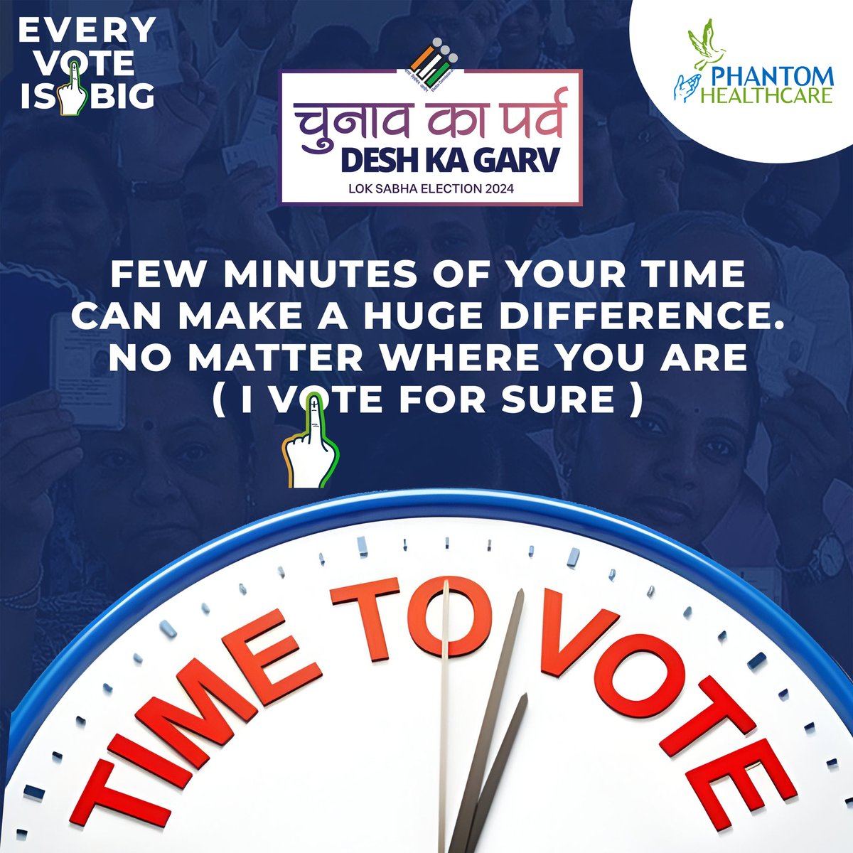 🗳️𝐋𝐨𝐤 𝐒𝐚𝐛𝐡𝐚 𝐄𝐥𝐞𝐜𝐭𝐢𝐨𝐧 𝟐𝟎𝟐𝟒🗳️ Phantom Healthcare emphasizes the importance of participating in the Lok Sabha election, asserting that every individual's 👆🏻vote is their 🔉voice. By voting, you play an active role in the 🏛️democratic process.