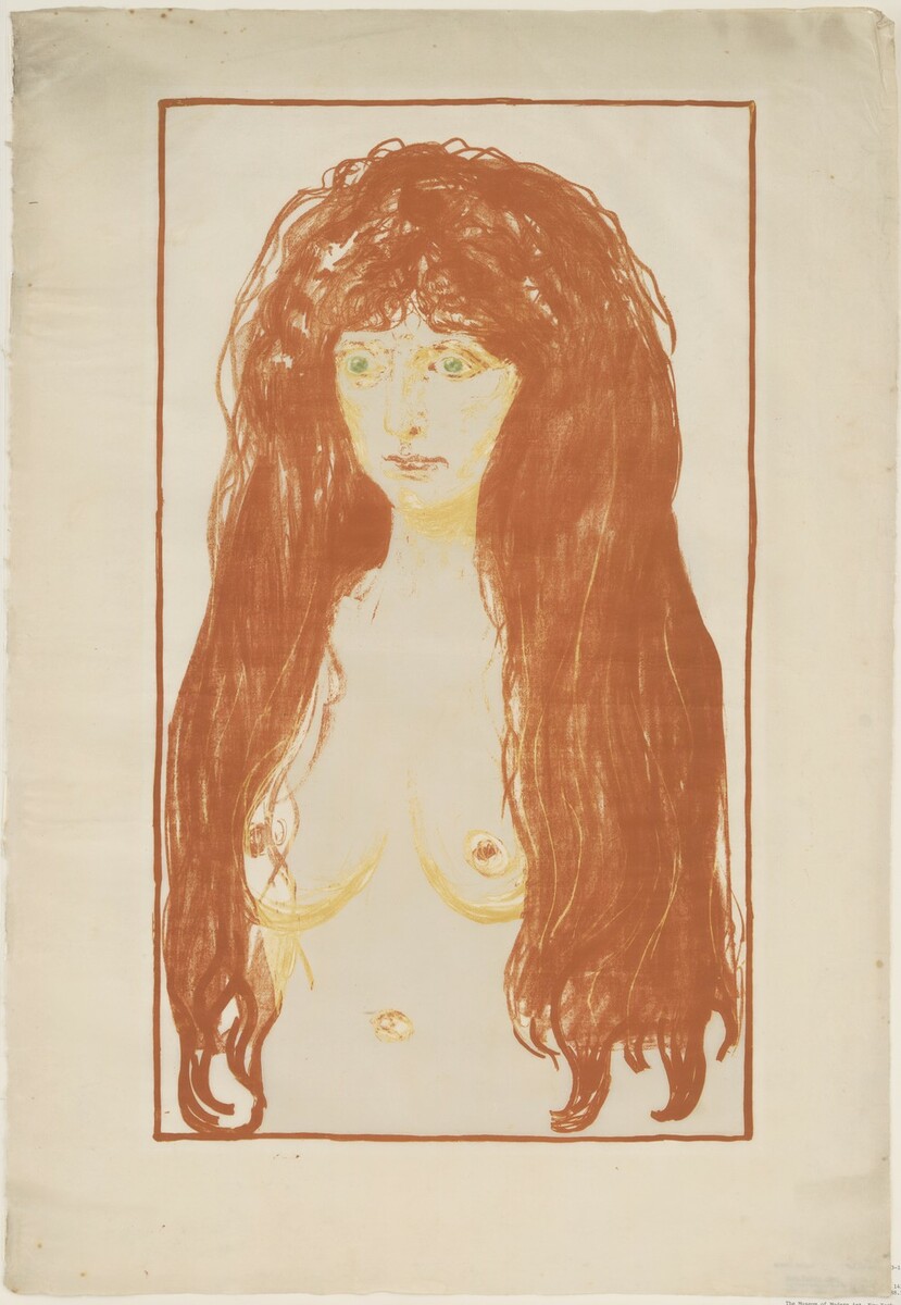 Woman with Red Hair and Green Eyes. The Sin (Kvinne med rødt här og grønne øyne. Synden), c. 1902 linktr.ee/munch_artbot