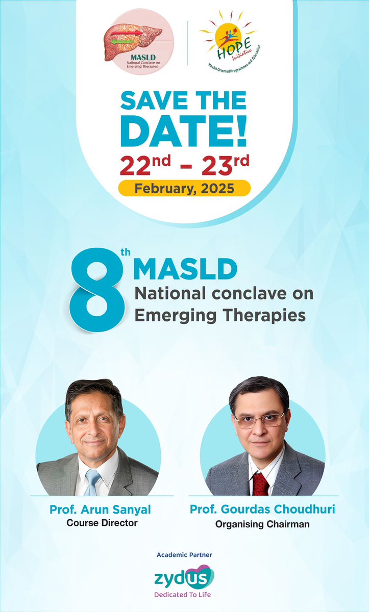 #SaveTheDate 8th MASLD Conclave 
#NAFLDConclave

<a href="/ArunJSanyalVCU/">Arun J. Sanyal</a> <a href="/GChoudhuri/">Gourdas Choudhuri</a>