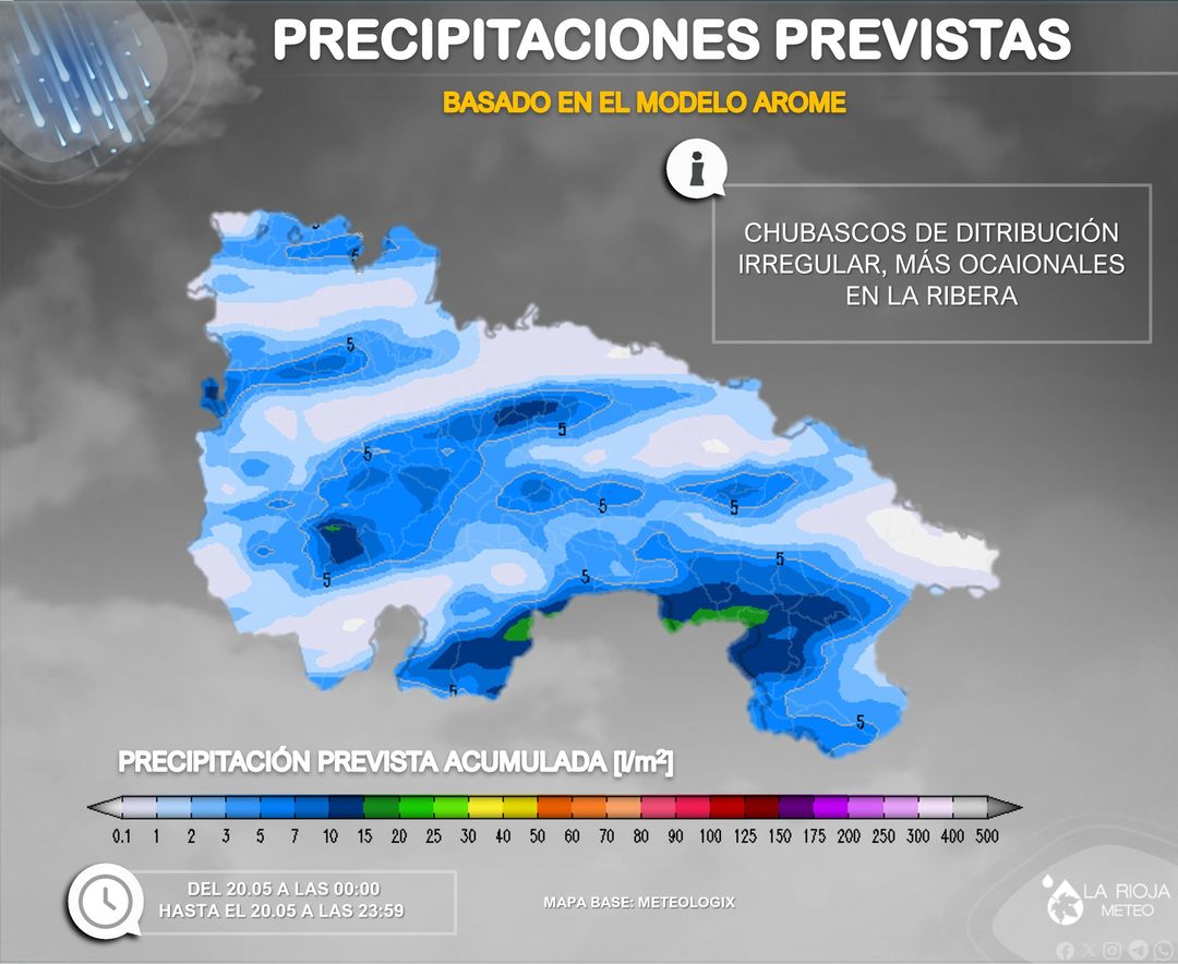 Buenos días!! Lunes marcado por la nubosidad variable y el riesgo de chubascos, en general débiles, pero que podrían tener carácter tormentoso. Más frecuentes en la Ibérica y ocasionales en la ribera. Vientos flojos del NorOeste. Temperaturas frescas, con pocos cambios. A por el