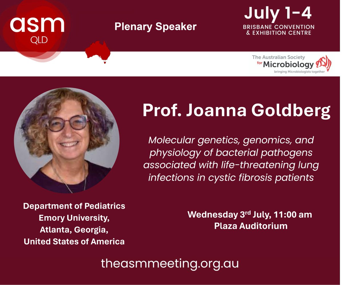 #ASM2024 Plenary Speaker highlight - Prof Joanna Goldberg who examines the interactions between Pseudomonas aeruginosa and Staphylococcus aureus in cystic fibrosis lung infections.