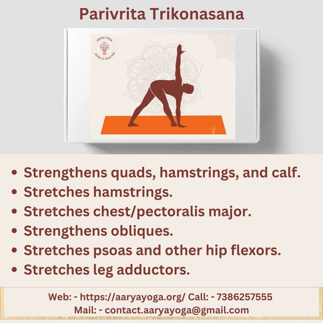 The posture of the Day is 'Parivritta Trikonasana'. Have a healthy day. #poseoftheday #pictureoftheday #asanaoftheday #aaryayoga #asanas #yoga #theaaryayoga #yogattc #USALLIANCE #healthyyoga