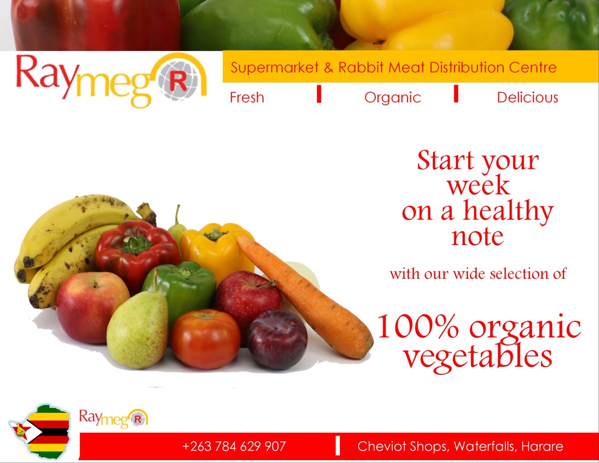 Start your week on the groove with our wide selection of 💯 % organic farm fresh produce. Visit Raymeg Supermarket and Rabbit Meat Distribution Centre for  quality and affordable groceries. #affordable #BestPricesinTown #raymegrabbit #farmfresh