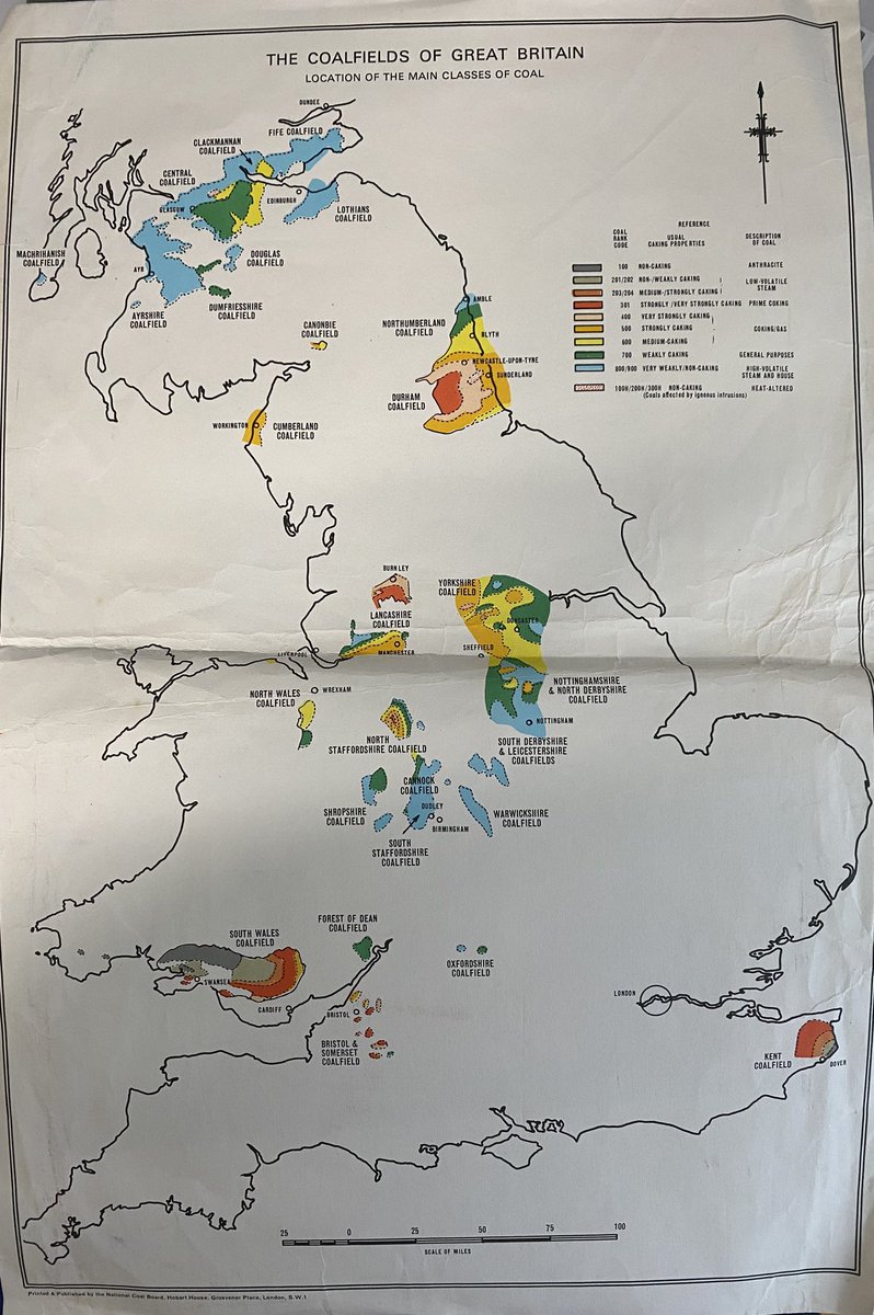 ‘Location of the main classes of coal’. Sent to me by the NCB in early 1970s as part of a school pack of teaching resources.