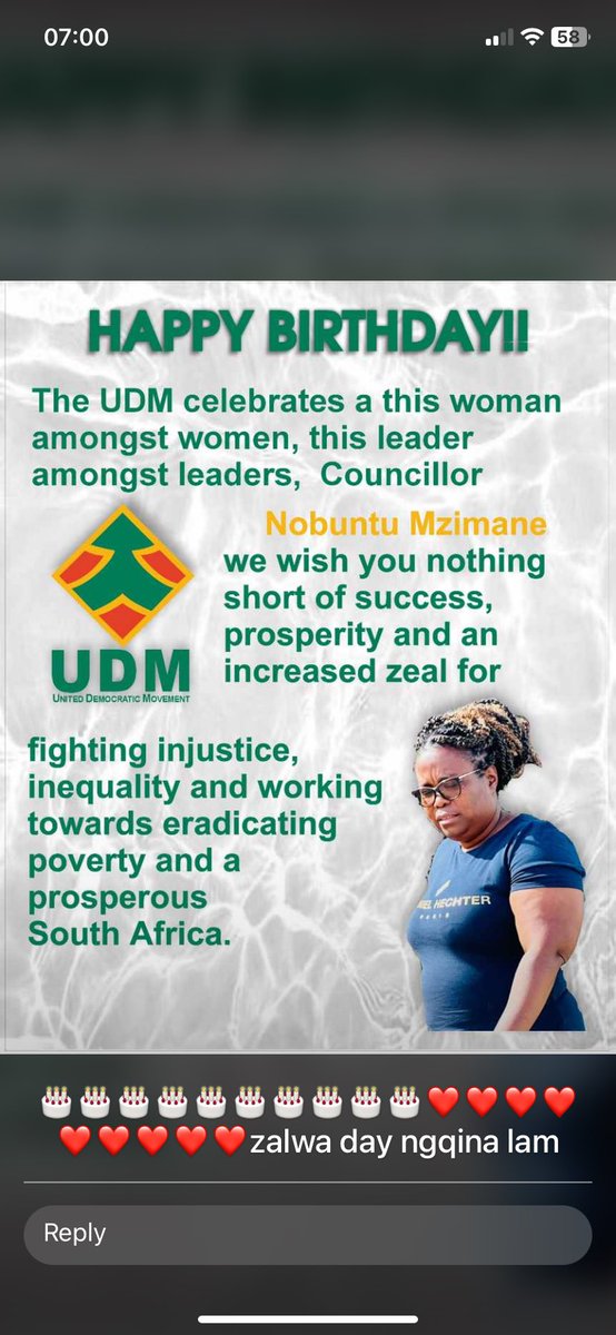 UDM celebrates one of its own, Cllr Mzimane. Happy birthday Snobs -#Happybirthday#VOTEUDM#VivaUDM