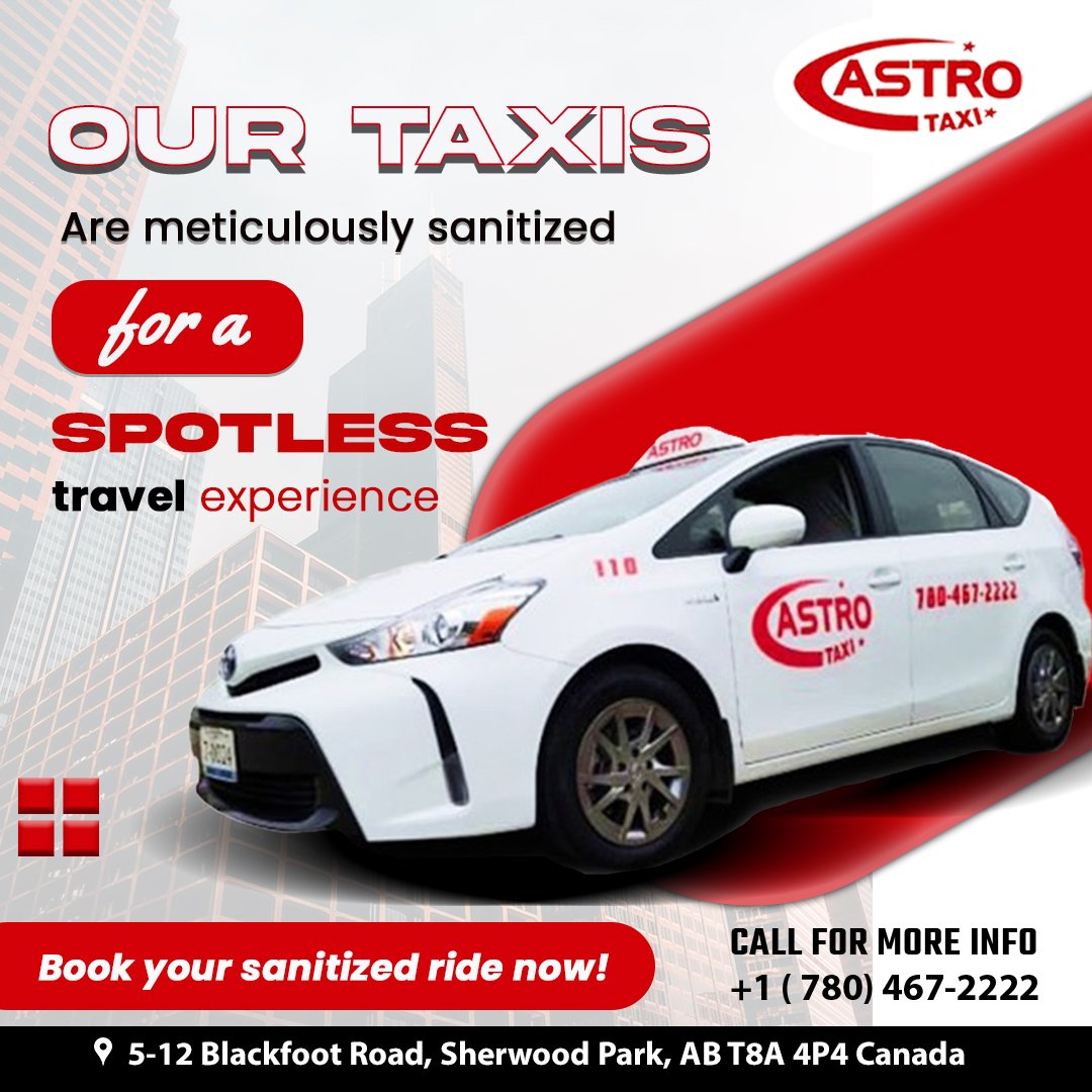 Book your clean and comfortable ride now!  Call for more information.
📍Location - maps.app.goo.gl/ceZnANtJntFhph…
☎+1(780)467-2222

#spotlesstravel #cleantaxi #onlinecab #reliablerides #taxi #airportcabs #astrotaxisherwoodpark  #alberta #sherwood #sherwoodpark #canada