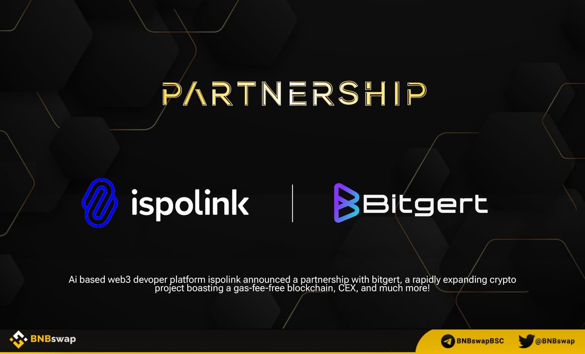 📢 Ai based web3 devoper platform @ispolink $ISP announced a partnership with @bitgertbrise $BRISE!

Bitgert is a rapidly expanding crypto project boasting a gas-fee-free blockchain, CEX, and much more!

#Bitgert #brise #web3 #crypto