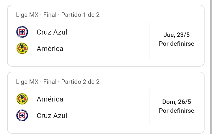 No hay final más justa que #CruzAzul Vs #America, los dos mejores equipos en la actualidad de la #LigaMX se enfrentarán en la final, habrá clásico en el futbol méxicano para definir el campeón, de un lado entrenador Argentino, del otro brasileño, condimentos de sobra para ver..