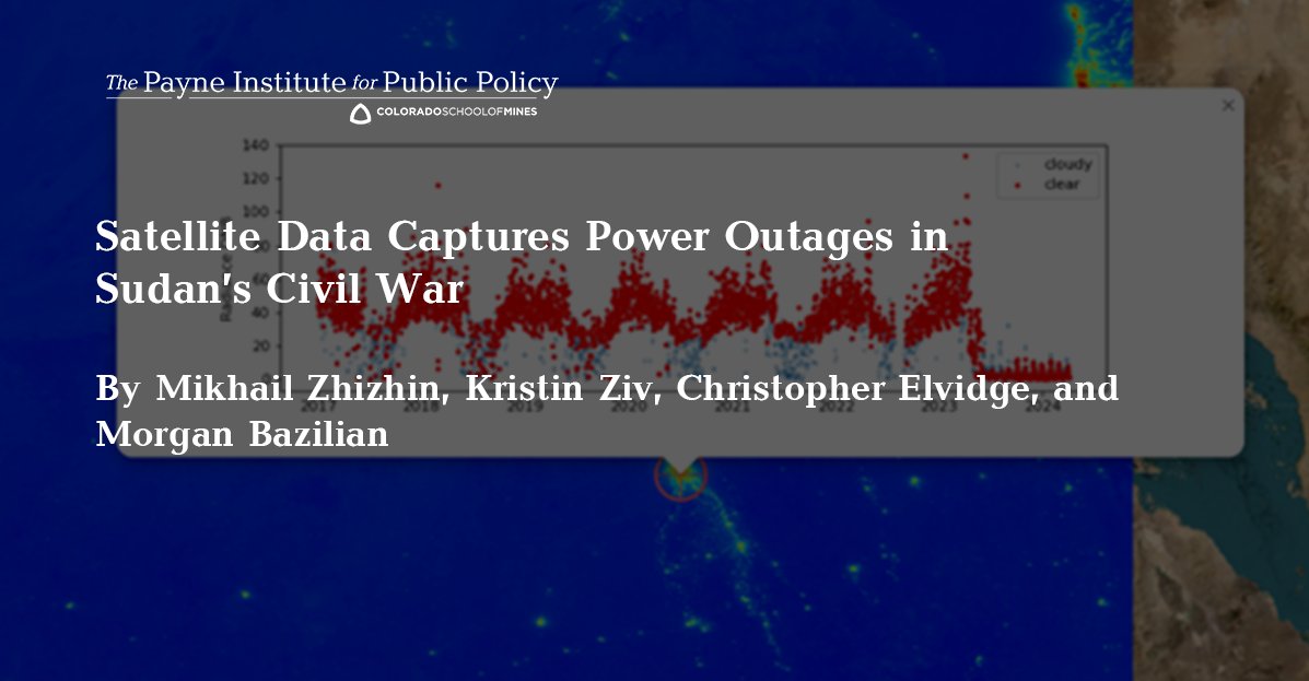 While the enormous tragedy unfolding in Sudan is rarely covered in US media, the @payneinstitute satellite team looked at the power outages as a result of the war payneinstitute.mines.edu/satellite-data…