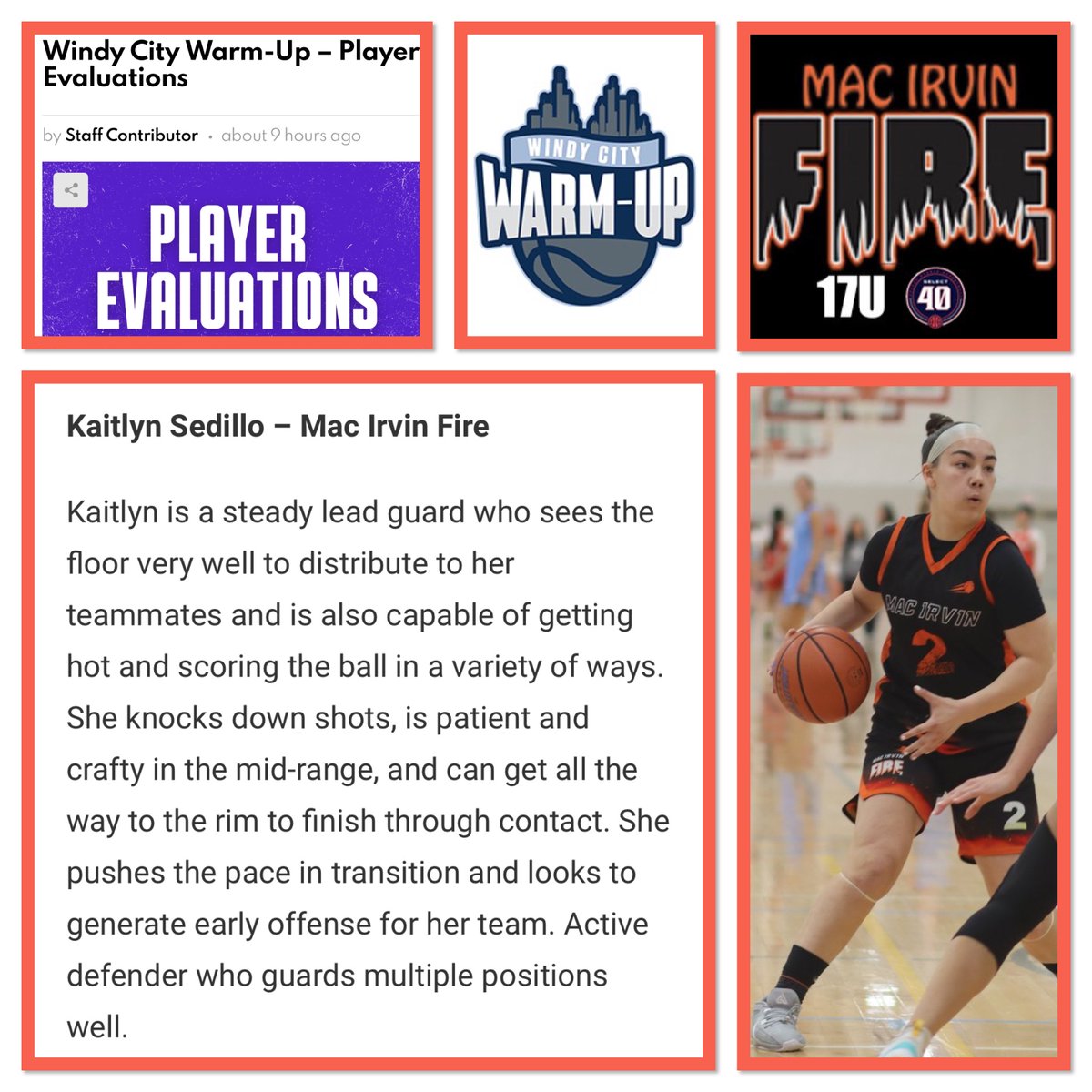 Thank you @JrAllStarBB for highlighting my play at the @SelectEventsBB 'Windy City Warm-Up' Tournament. I really appreciate being included in your evaluations and watching me and my @MacIrvinGirls team compete! @JrAllStar_IL @PriceJameson1 #2025PG #02 @MacBuckets21