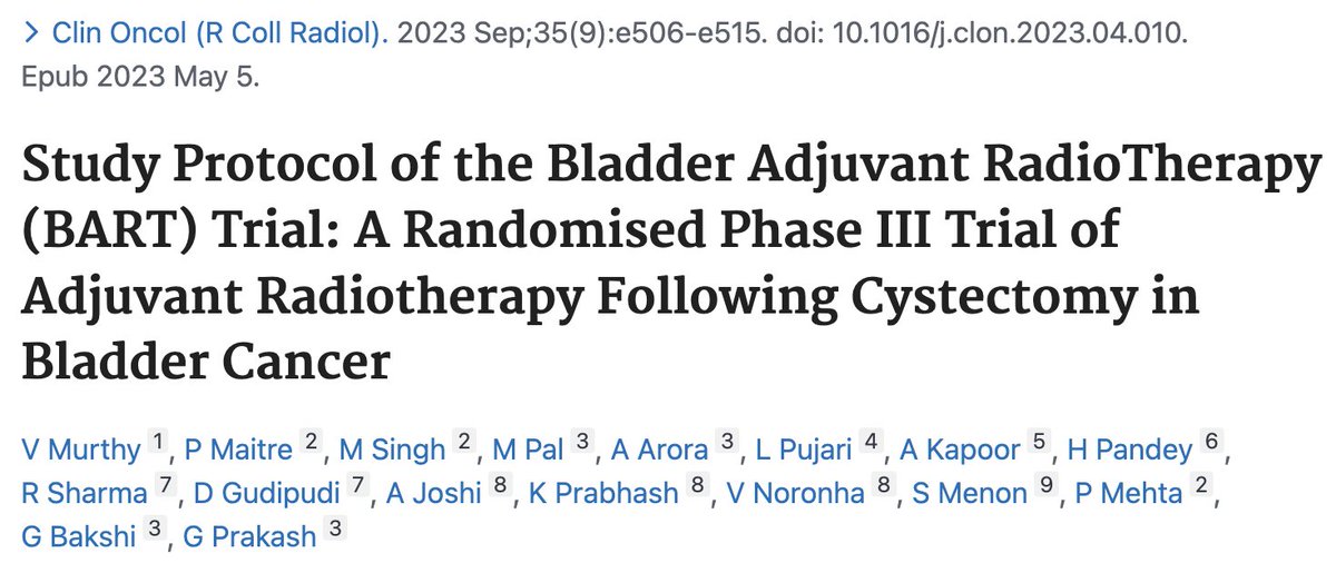 Patience and Perseverance from the entire GU team at @TataMemorial. The Multicentre phase 3 RCT of Adj RT post RCIC+ Chemo accrued the last patient (n=153) Took 8 years but we got there in the end. Phew! Interested in the early results? Coming soon at a conference near you!