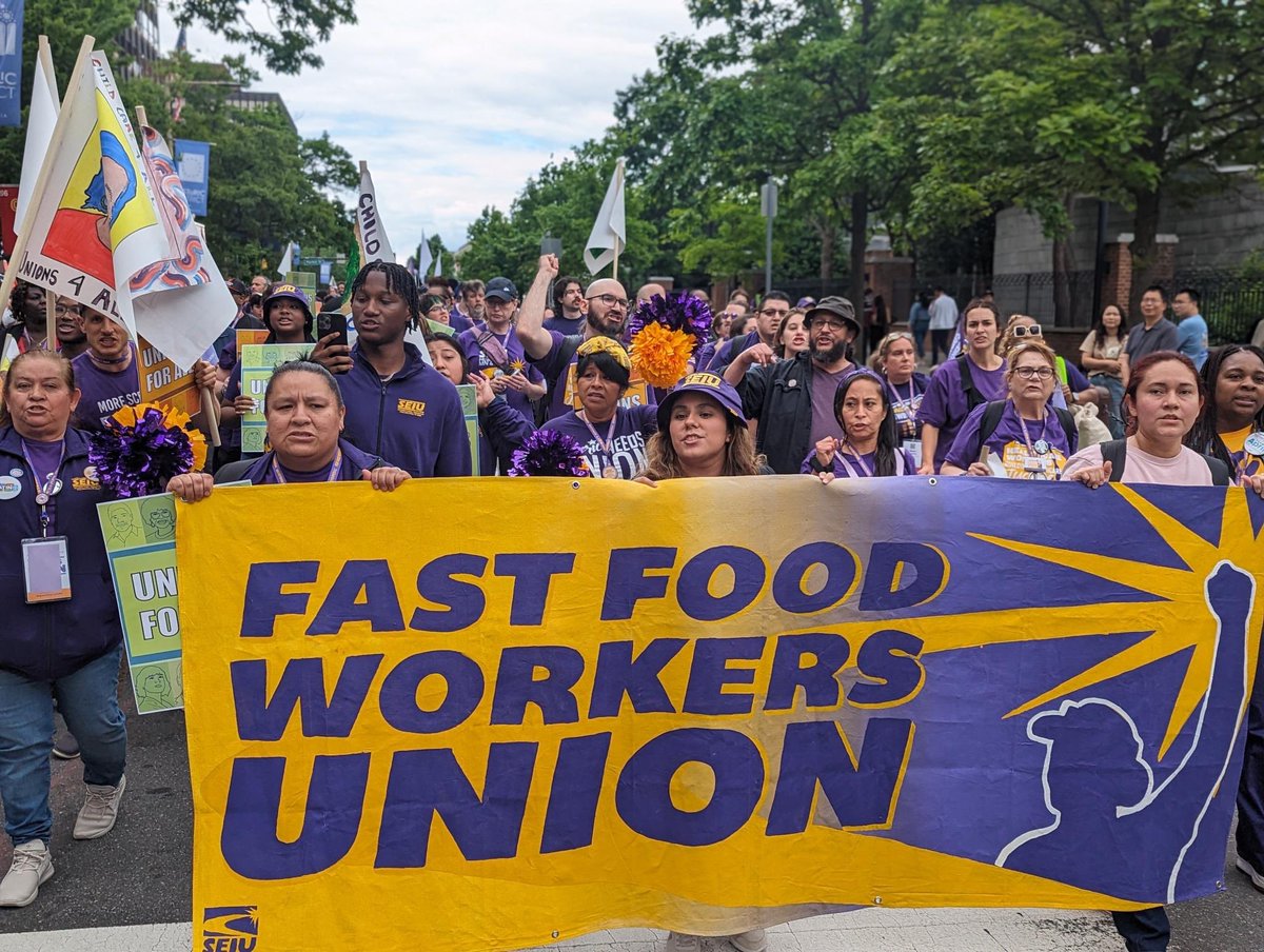 Thousands of @SEIU members took to the streets today in support of working people everywhere. The fight against corporate union-busters, billionaire oligarchs and the politicians they buy is NEVER over. If you support workers and their right to organize, repost this! #ThisUnion