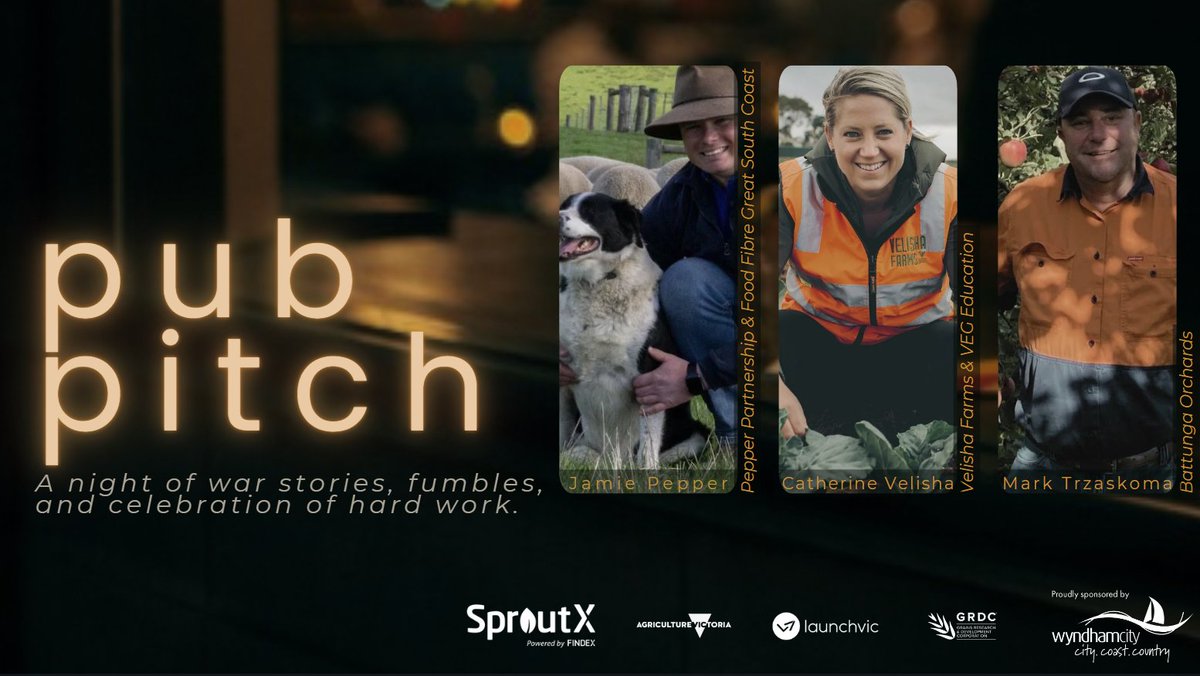 🔥 It's winter #warstories time - SproutX's Farm Fumbles is back in town!

Wind down with the latest Autumn 2023 cohort for an evening of tales, showcases, and connecting with our local friends in Werribee.

📅 13 June Thursday 4-8pm
📍 Wyndham Cache
🎫 eventbrite.com.au/e/agritech-pub…