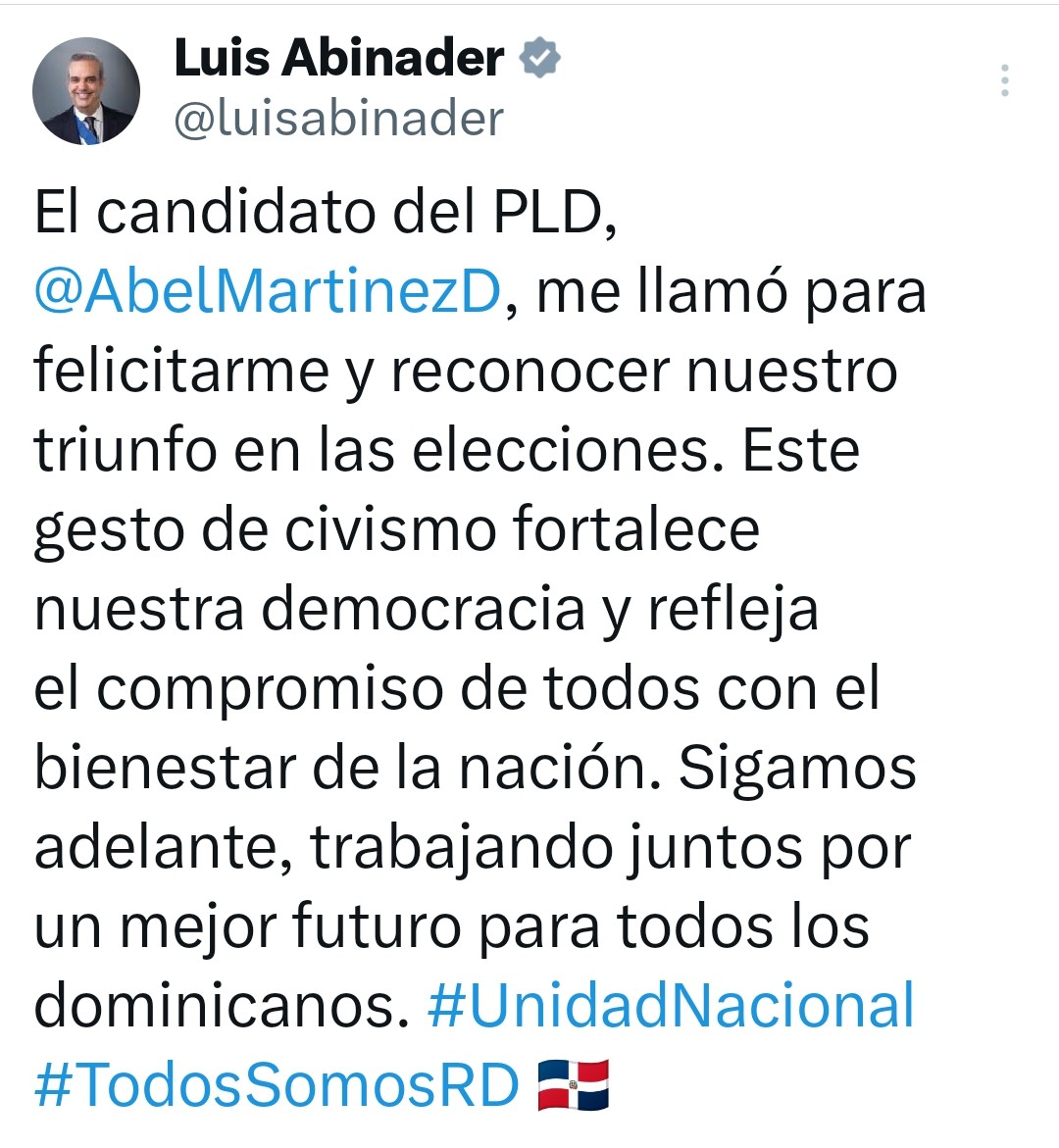 Excelente, no esperaba menos del candidato del @PLDenlinea @AbelMartinezD. Felicidades, presidente @luisabinader
