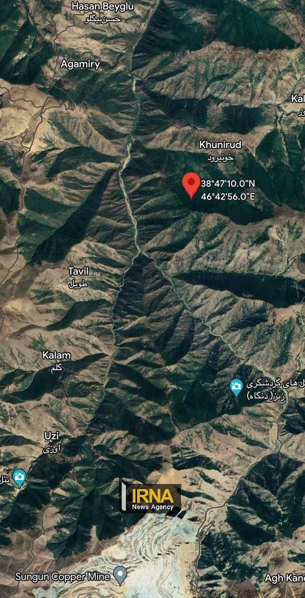 The coordinates of the discovered thermal point
 in the middle of a mountain forest, three kilometers northeast of a village called Tawal