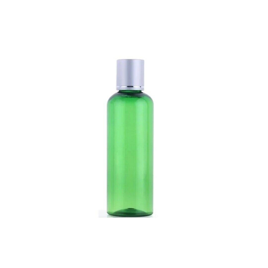 3oz Green Clear PET Plastic Bottles with 20/410 Silver Disc Caps | 20mm Natural Orifice Reducer - Set of 25 - BULK25 tuppu.net/a8e9b262 #skincare #beautysupply #cosmetics #etsyseller #trending #bottles #explorepage #blackownedbusiness #BottleSupplyShop
