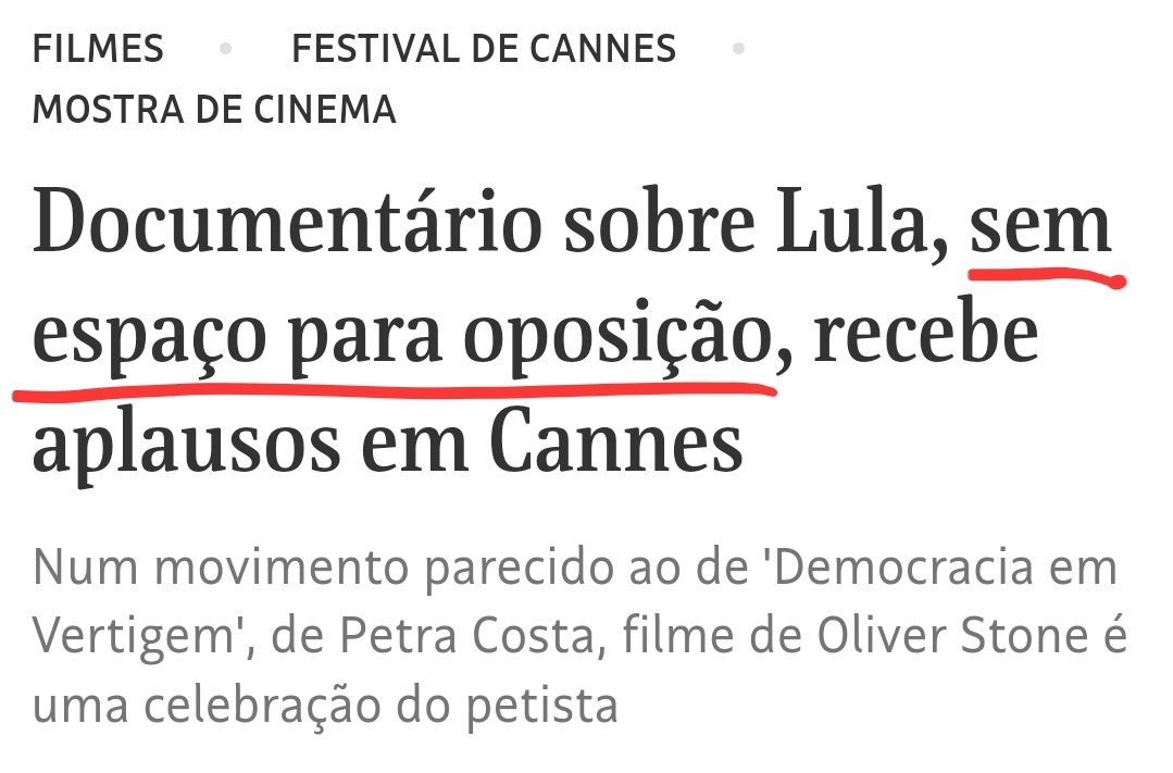 E o jornalista da Folha que reclamou de não haver cota para bolsonarista no festival de cinema em Cannes? 🫠