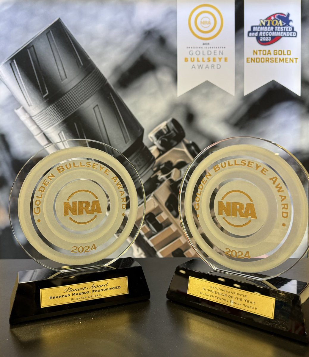 We are proud to have been recognized by the NRA with two Golden Bullseye Awards! Our CEO Brandon Maddox was honored with the prestigious 2024 Pioneer Award in recognition of his outstanding personal achievements and significant contributions to the shooting and hunting