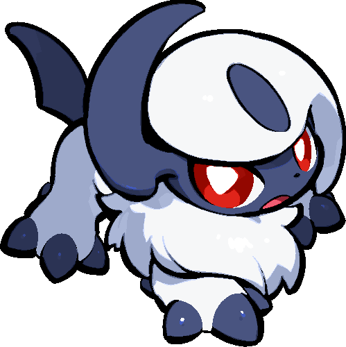 absol solo looking at viewer open mouth simple background white background red eyes standing  illustration images