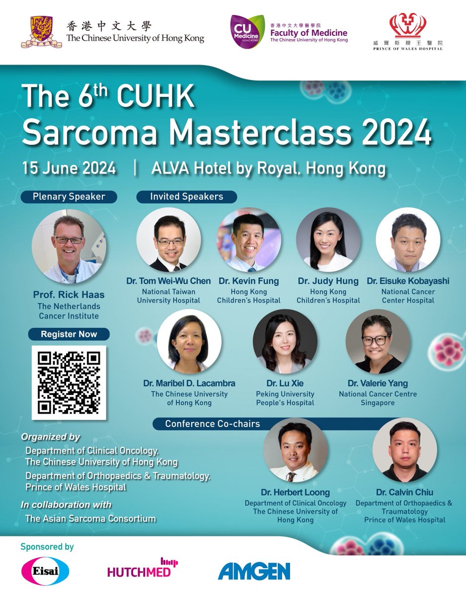 📢 T-28 days to our 6th @CUHKMedicine #CUHKSarcoma Masterclass in #hongkong 🇭🇰! We are looking forward to welcoming #international and #local faculties to our annual event. Congrats to 8 overseas attendees who have been #awarded #travelgrants to #present and #attend this year's