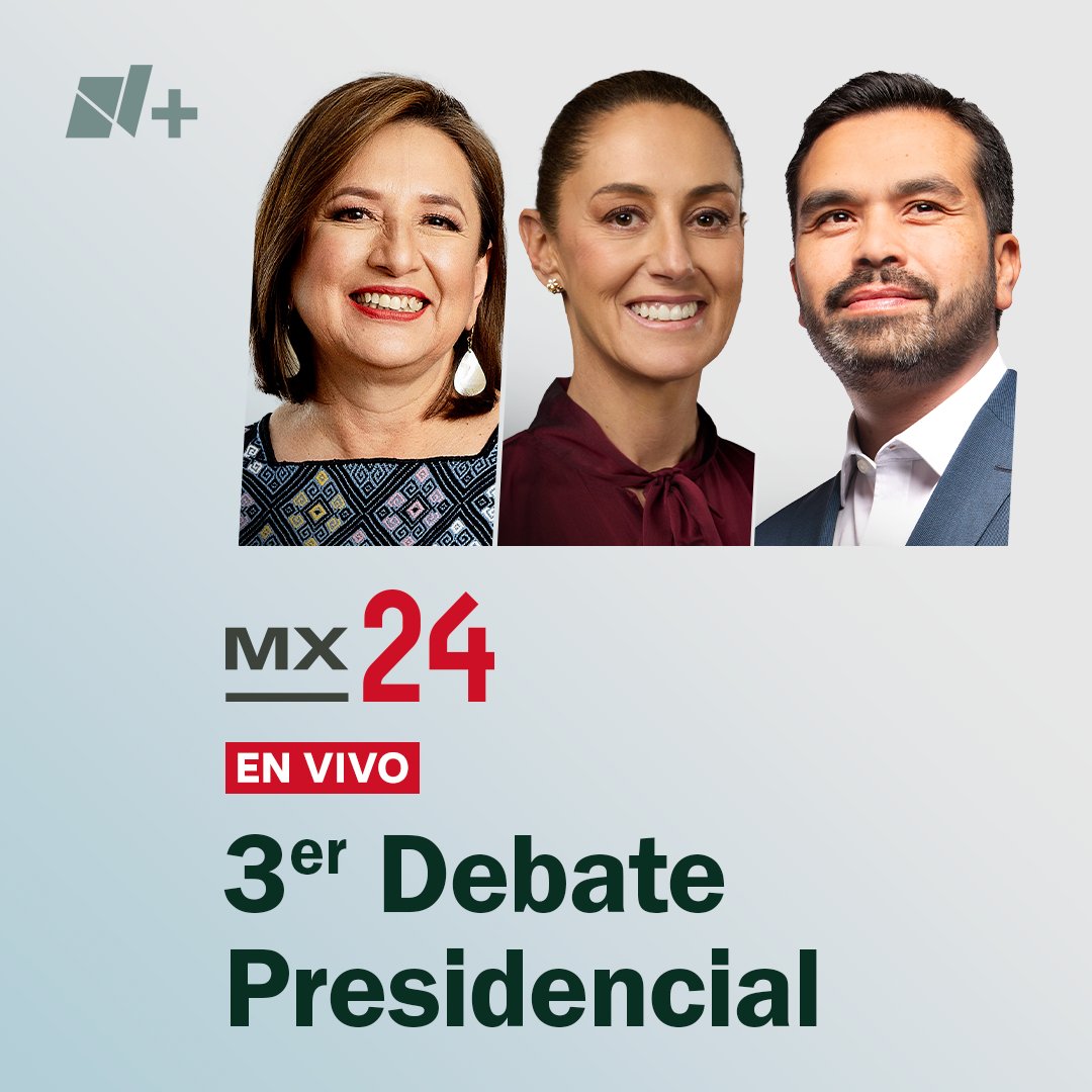 En Vivo: Cobertura del Tercer #DebatePresidencial entre las candidatas Claudia Sheinbaum, Xóchitl Gálvez, y el candidato, Jorge Álvarez Máynez. #DebateINE | #EleccionesMx2024 | #DecideInformado Síguelo por Youtube: youtube.com/watch?v=4758az…