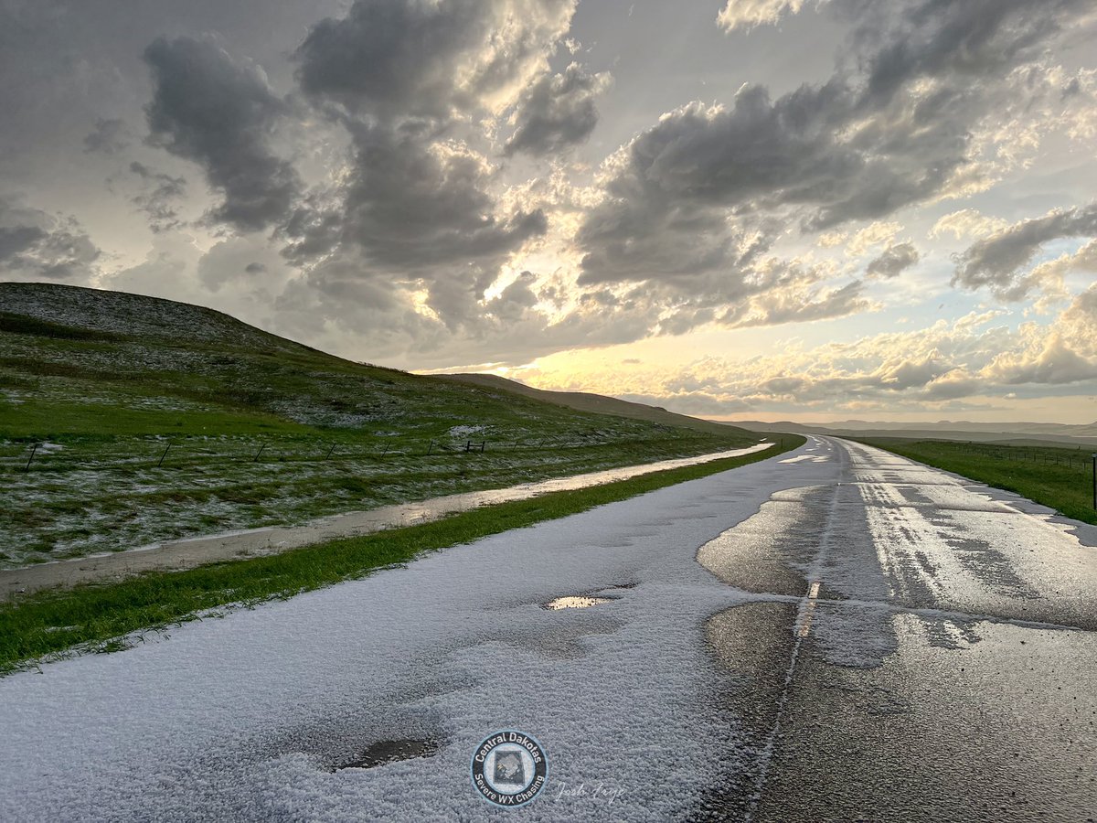 Hail covered roads(1806) near Kenel, South Dakota at 7:27PM MDT #sdwx  <a href="/NWSAberdeen/">NWS Aberdeen</a>
