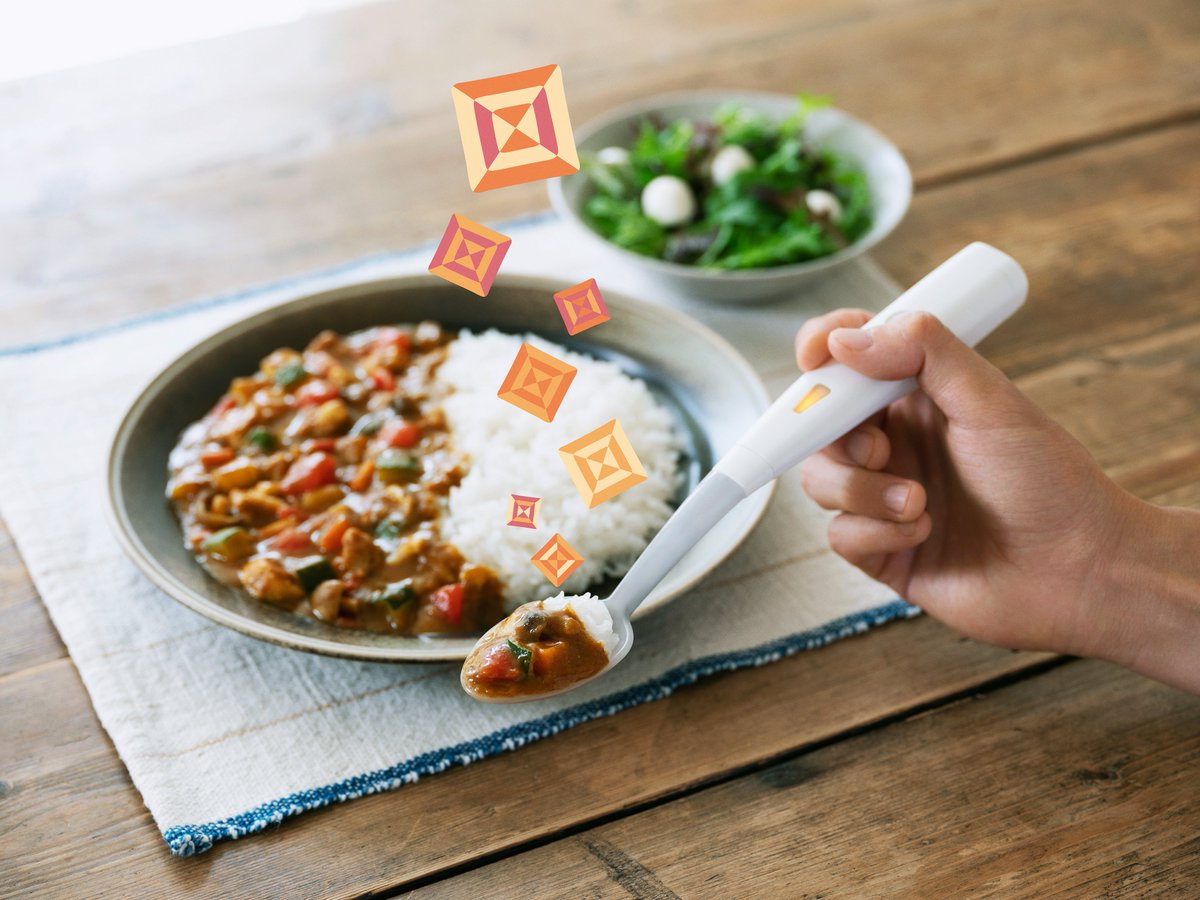 キリンホールディングス株式会社が開発した、電気の力で減塩食品の塩味