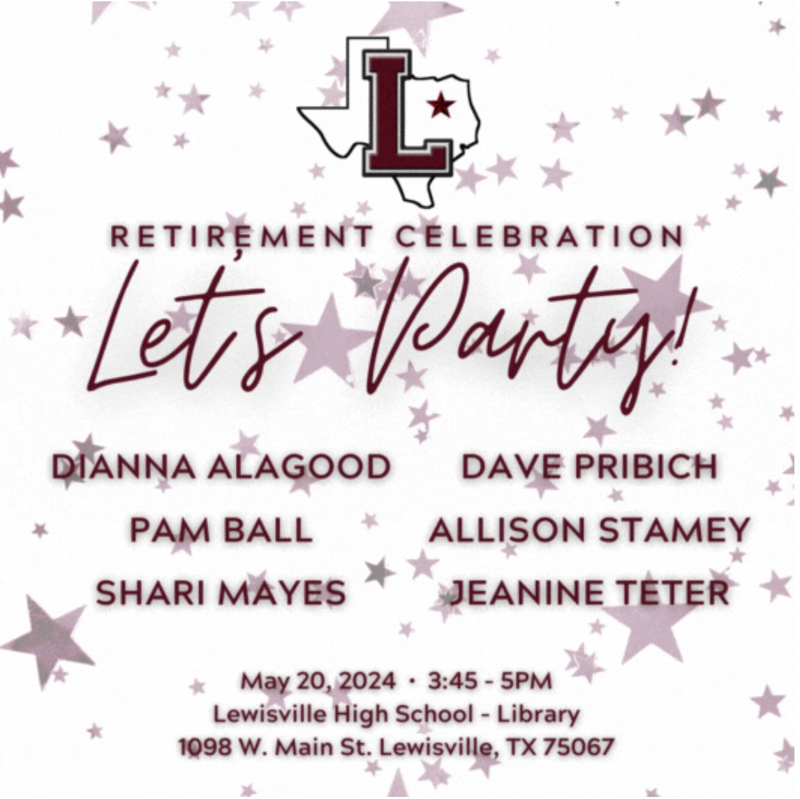 Come celebrate with us tomorrow! Thank you to our retiring teachers!