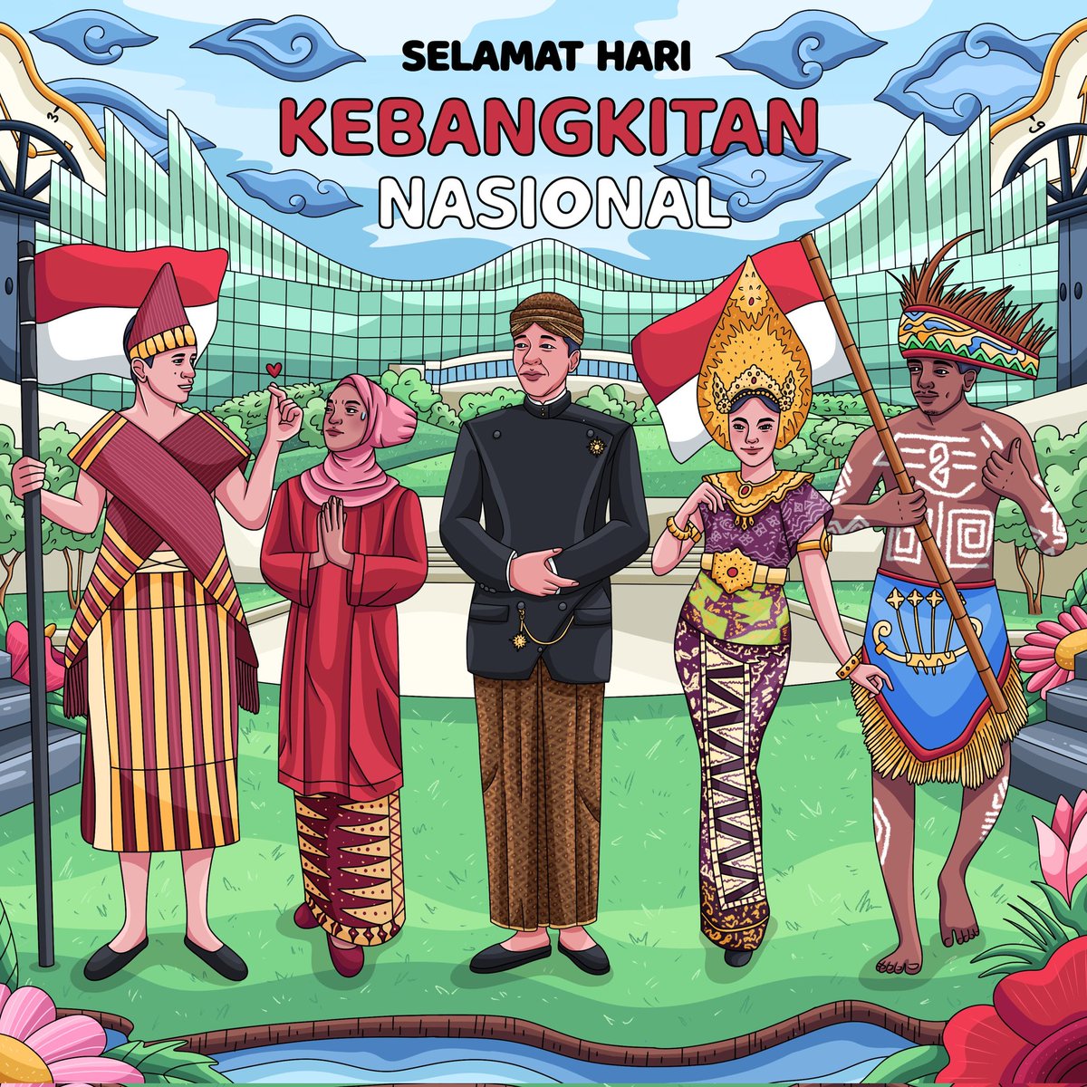 jokowi's tweet photo. Hari ini selalu mengingatkan kita pada titik awal kebangsaan sebagai negeri Indonesia. Mari maju bersama, bangkitkan semangat nasionalisme,  rasa kesatuan dan persatuan yang tinggi, serta kesadaran sebagai sebuah bangsa. 

Selamat Hari Kebangkitan Nasional. https://t.co/J8Gtet6IkU