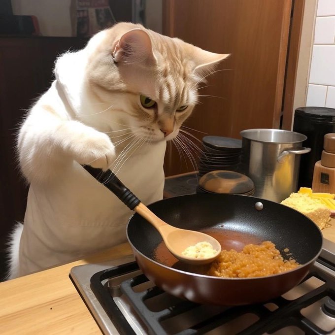 #cat cooking for you