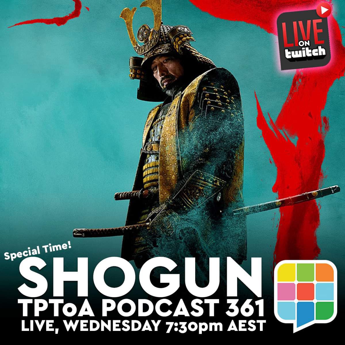 You f&amp;$@ing dogs, listen to our ?$&amp;$@ Shogun review! We have $&amp;&amp;? moved the f&amp;$ing show to Wednesday too, you dribbling $(&amp;@!

Translation: The Anjin wishes to invite you cordially to our review of <a href="/shogunfx/">Shogun</a> at the special time of Wednesday at 7:30pm at bit.ly/TPTOATwitch
