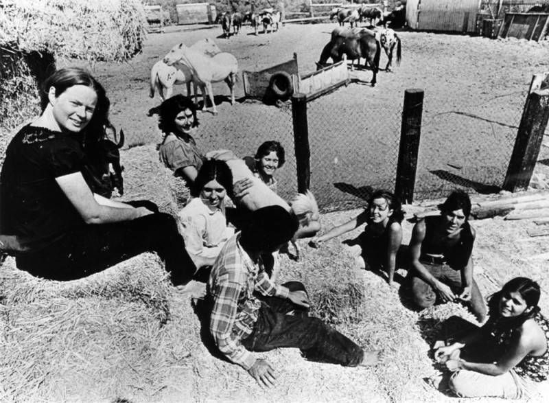 Members of the Manson family at Spahn Ranch.