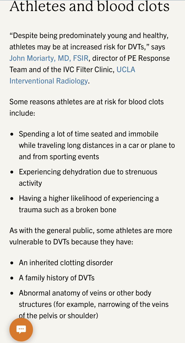 In light of the Brock Boeser news, as a doctor, I feel I need to point out blood clots in athletes are not new. If your first thought was “vaxxed” rest assured COVID vaccines had nothing to do with this. 🧵 uclahealth.org/news/article/a…