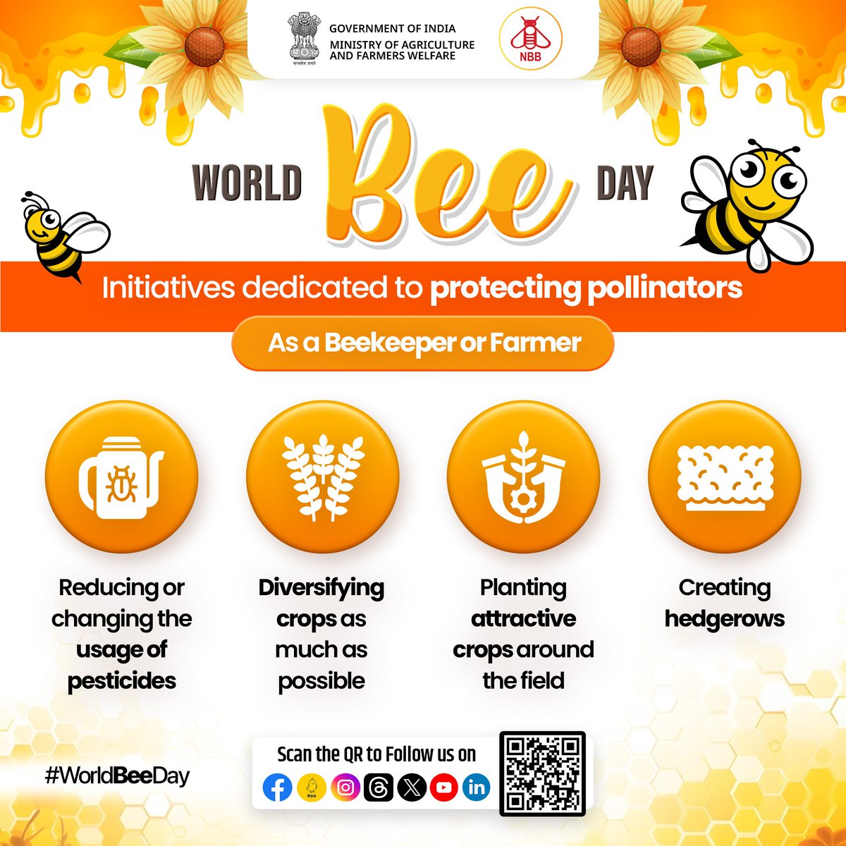 #WorldBeeDay is celebrated to raise awareness of the vital role bees play in pollinating plants, supporting biodiversity and ensuring food security for humans.

#agrigoi #BeeEngaged #pollinators #SaveTheBees