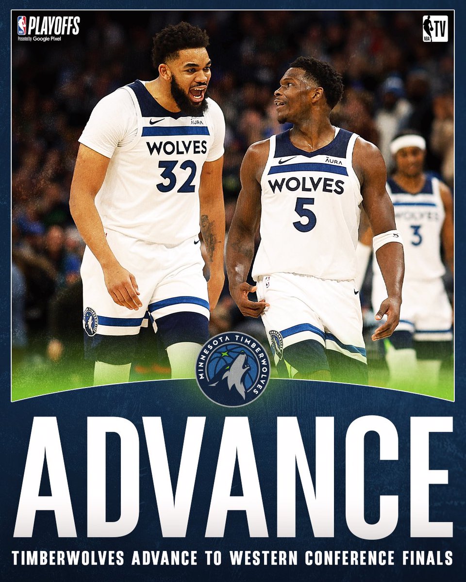 MOVING ON 🐺 The @Timberwolves take down the defending champs to advance to the Western Conference Finals for the first time since 2004!