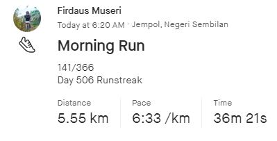 FirdausMuseri's tweet photo. Berdasarkan larian waktu sekarang, tengah fikir, mana pegi motivasi nak lari waktu macam bulan puasa haritu ? https://t.co/syJxqvRmDU