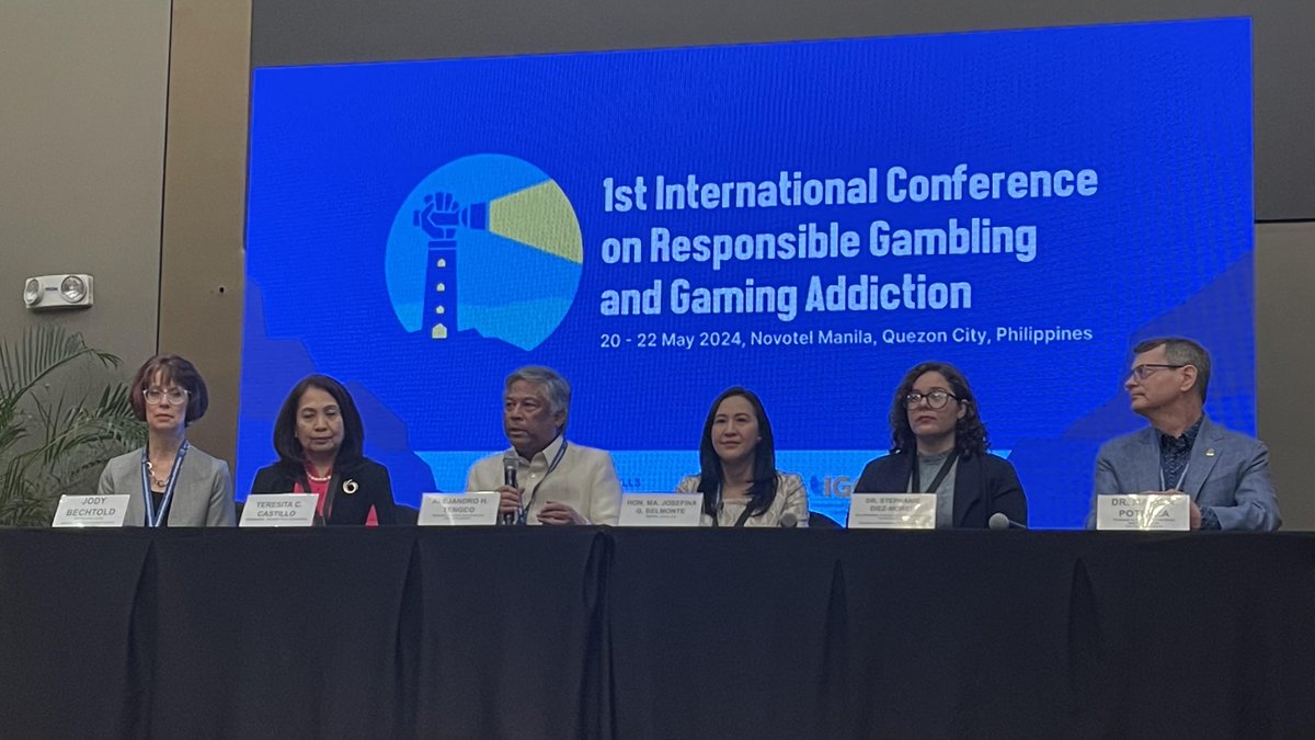 PTVph's tweet photo. HAPPENING NOW: The Quezon City Government on Monday, May 20, holds the 1st International Conference on Responsible Gambling and Gaming Addiction, aiming to address the dangers of gambling and gaming addiction. | via Denisse Osorio (1/2) https://t.co/U3krVdv0yC