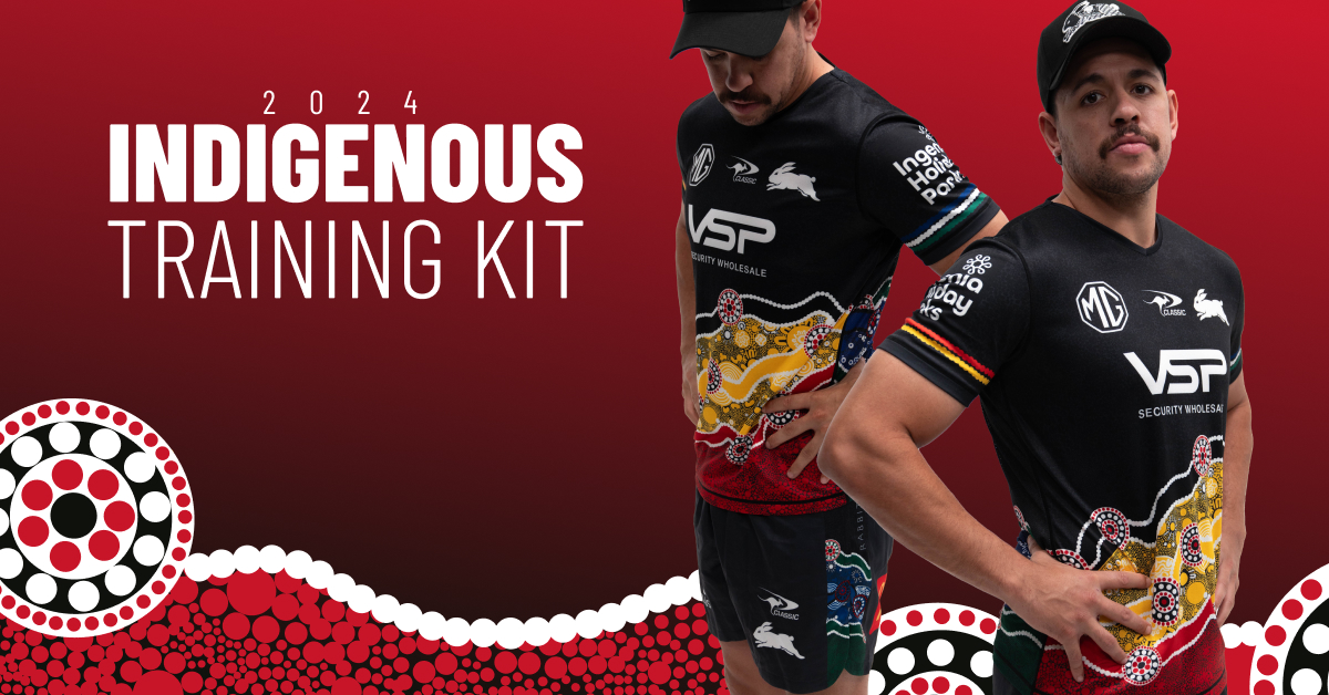 Our 2024 Indigenous training kit is available now and exclusive to the Rabbitohs shop ❤️💚 Designed by proud Wahlabul Man, Uncle Joe Walker. Shop now 👉 bit.ly/3UvQgPn