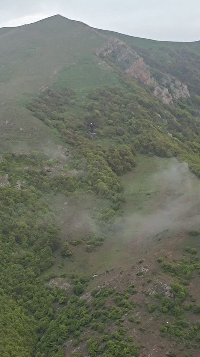 Photo shows the crash site of the copter carrying President Raeisi and his companions