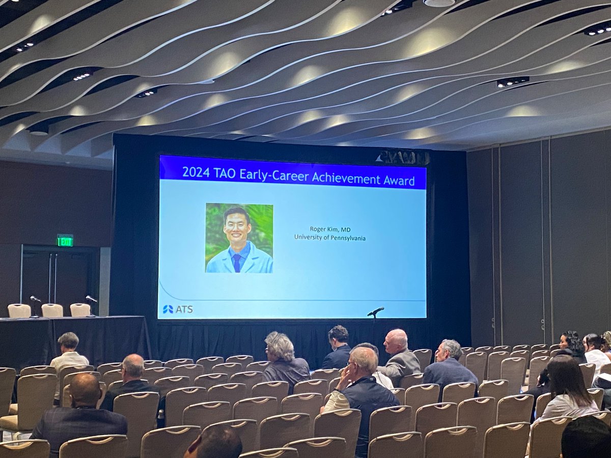 Congratulations <a href="/RogerKimMD/">Roger Kim, MD, MSCE, DAABIP, ATSF</a> for winning the <a href="/atstoa/">ATS TO Assembly</a> early career achievement award! <a href="/PC3Innovation/">Penn Cancer Innovation</a> <a href="/PennMedicine/">Penn Medicine</a>