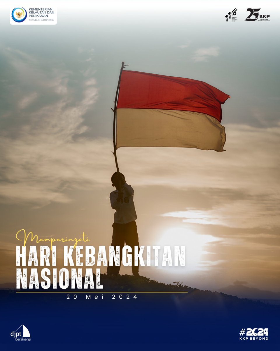 Selamat memperingati Hari Kebangkitan Nasional #SahabatBahari Mari bina persatuan bangsa untuk terus bangkit dan bersatu demi meraih Indonesia Emas. #2024KKPBeyond #DJPTBersinergi #SailBeyondWithBlueEconomy
