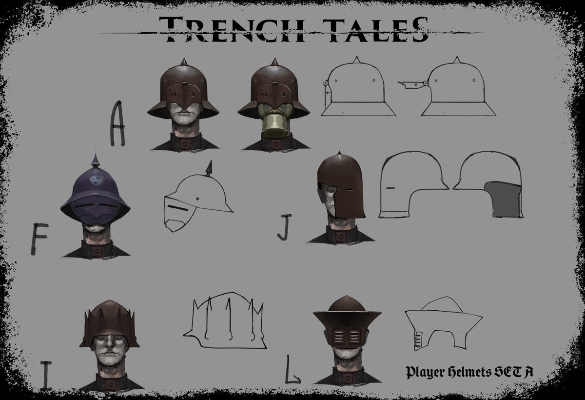 Here are some helmet designs For Trench Tales created by super-talented artist @Devul56663788