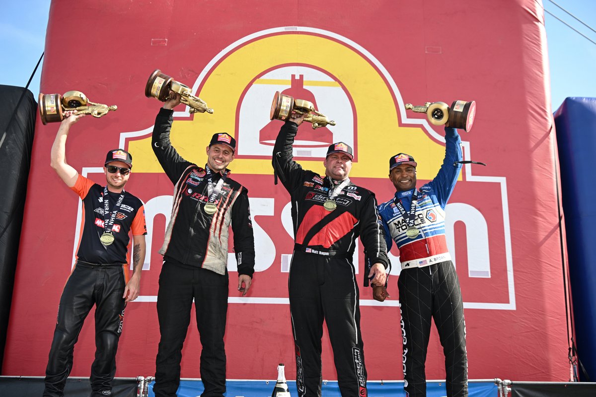 Congratulations to the WINNERS of the @gerbercollision #Route66Nats presented by @peakauto #FueledBySunoco! Gaige Herrera • @MattHagan_FC • @DallasGlenn660 • @AntronBrown @MissionFoodsUS • @SunocoRacing