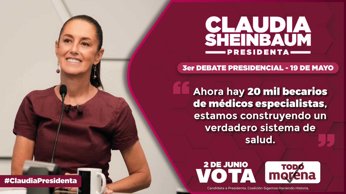 Con @claudiashein vamos a seguir construyendo un sistema de salud digno para todas y todos los mexicanos. #ClaudiaPresidenta