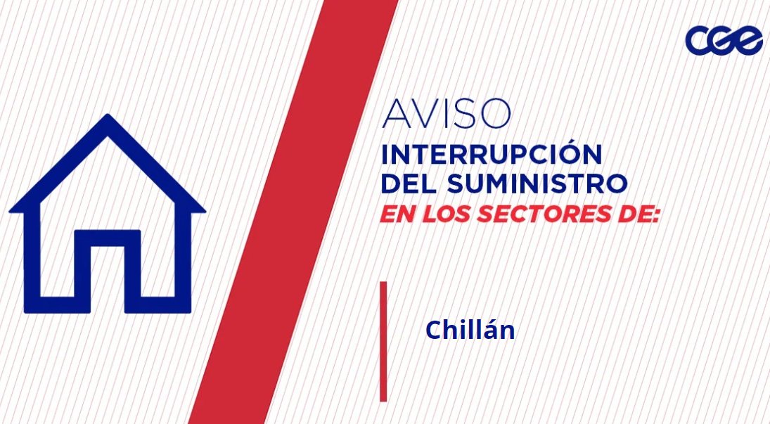Informamos a nuestros clientes de los sectores Avenida Chile y aledaños, comuna de #Chillán, la interrupción del suministro eléctrico. Nuestro personal de emergencia ya está informado