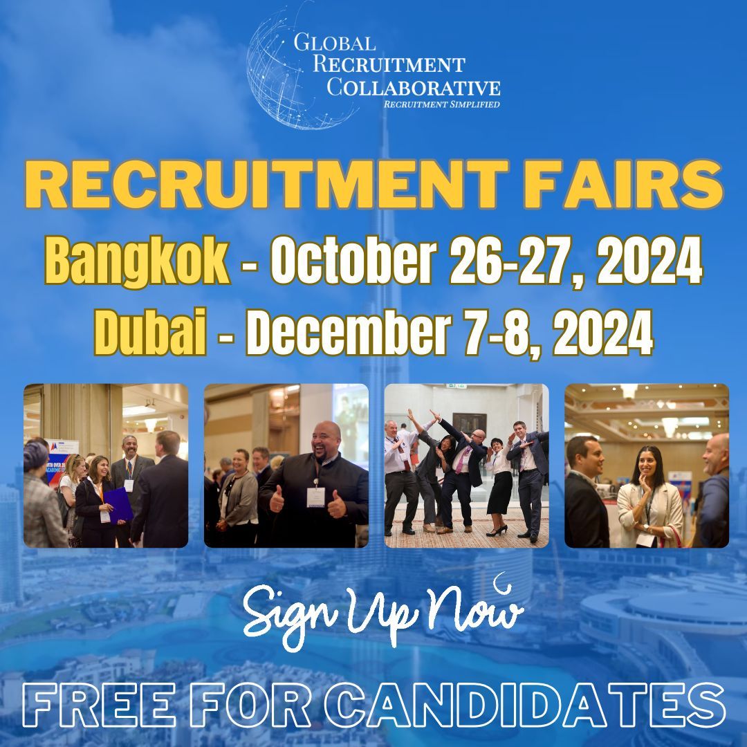 Calling all educators! Join us at our in-person fairs in Bangkok and Dubai. Register today at buff.ly/3QVSbM3 and step into your next global teaching adventure! #GRCFair #TeachAbroad #InternationalEducation