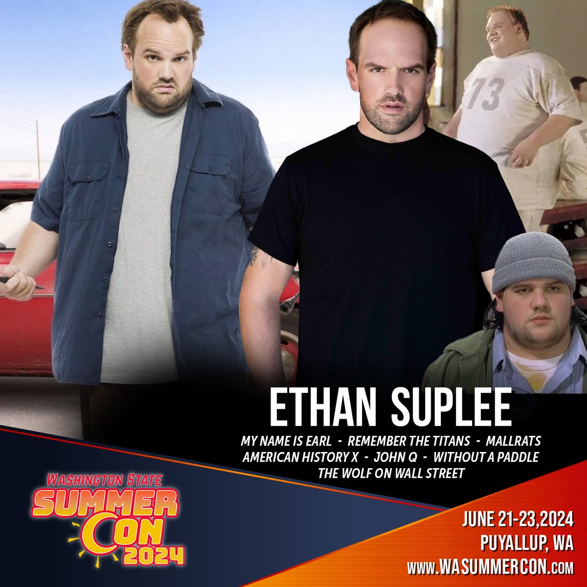 Please welcome the hilarious Ethan Suplee to the Washington State Summer  Con from June 21st through the 23rd. Ethan has spent 30 years starring in  movies and television series and gives us, image size:1200x1200